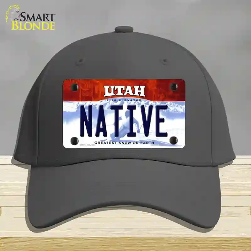 HAT04-MLP-10218 Native Utah Novelty License Plate Hat, Cotton - Charcoal