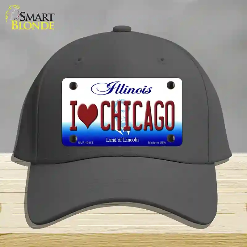 HAT04-MLP-10283 I Love Chicago Illinois Novelty License Plate Hat, Cotton - Charcoal
