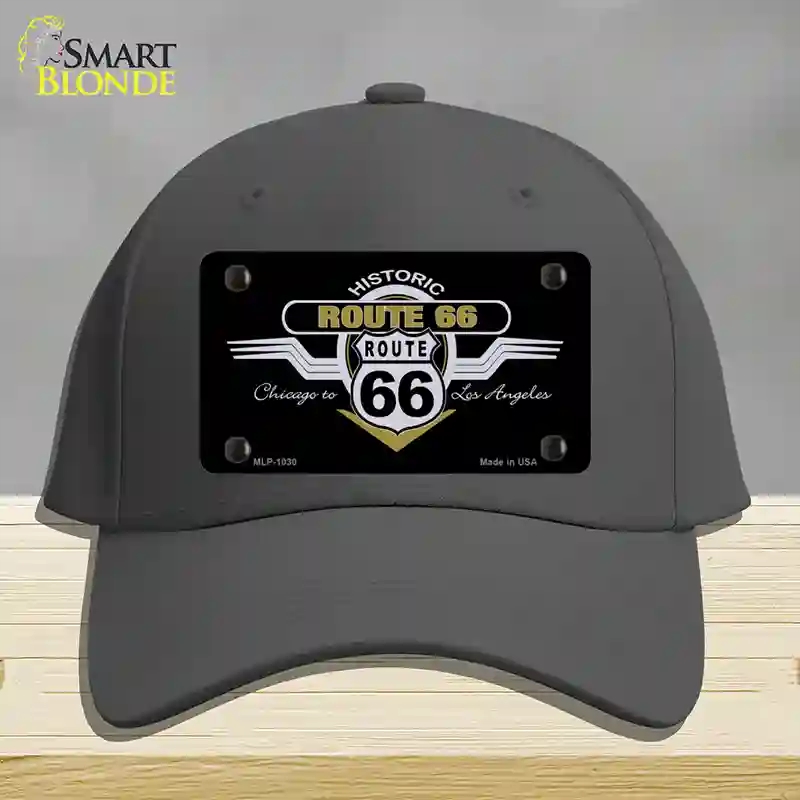 HAT04-MLP-1030 Route 66 Shield Wings Novelty License Plate Hat, Cotton - Charcoal