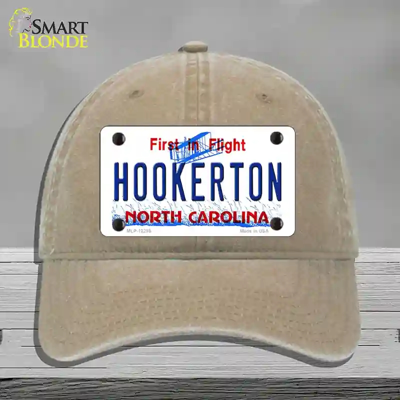 HAT09-MLP-12299 North Carolina Hookerton Novelty License Plate Hat, Unconstructed Cotton - Khaki