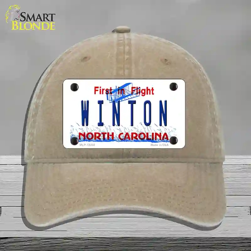 HAT09-MLP-12304 North Carolina Winton Novelty License Plate Hat, Unconstructed Cotton - Khaki