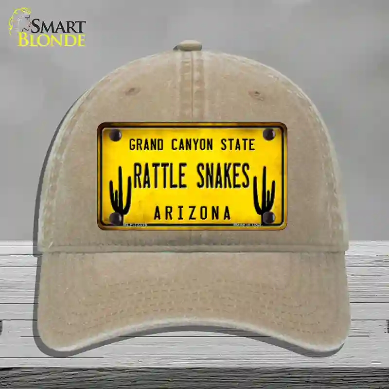 HAT09-MLP-12316 Arizona Rattle Snakes Novelty License Plate Hat, Unconstructed Cotton - Khaki
