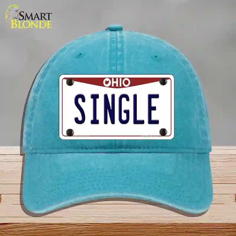 HAT10-MLP-10101 Single Ohio Novelty License Plate Hat, Unconstructed Cotton - Lake Blue