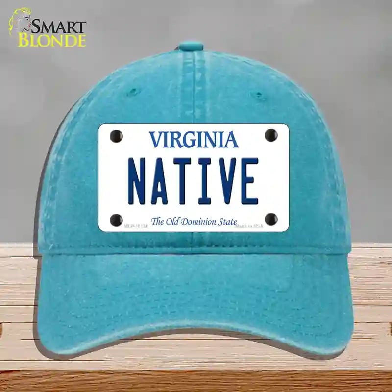 HAT10-MLP-10136 Native Virginia Novelty License Plate Hat, Unconstructed Cotton - Lake Blue
