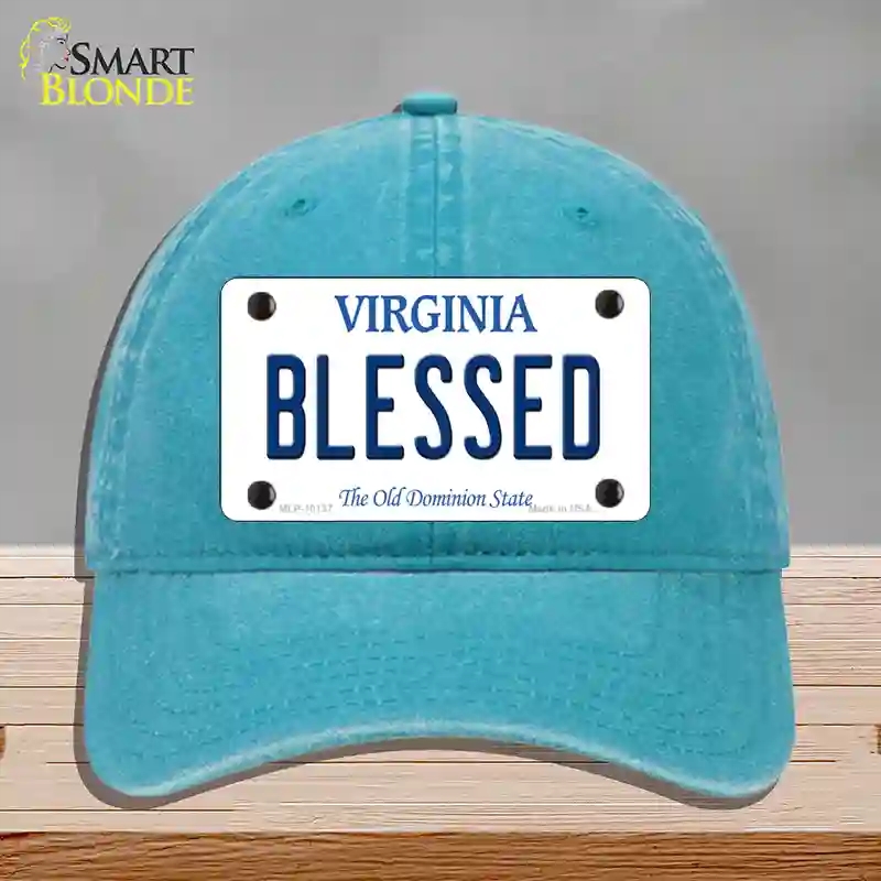 HAT10-MLP-10137 Blessed Virginia Novelty License Plate Hat, Unconstructed Cotton - Lake Blue