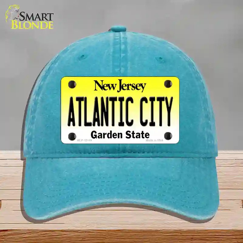 HAT10-MLP-10149 Atlantic City   Jersey Novelty License Plate Hat, Unconstructed Cotton - Lake Blue