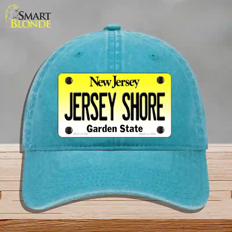 HAT10-MLP-10154 Jersey Shore   Jersey Novelty License Plate Hat, Unconstructed Cotton - Lake Blue