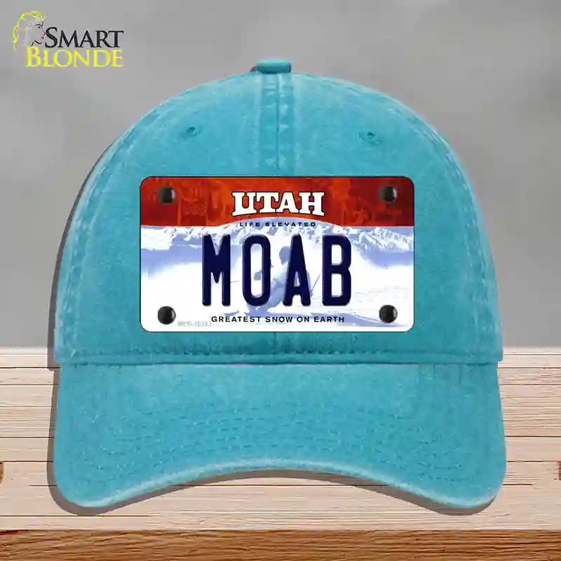 HAT10-MLP-10191 Moab Utah Novelty License Plate Hat, Unconstructed Cotton - Lake Blue