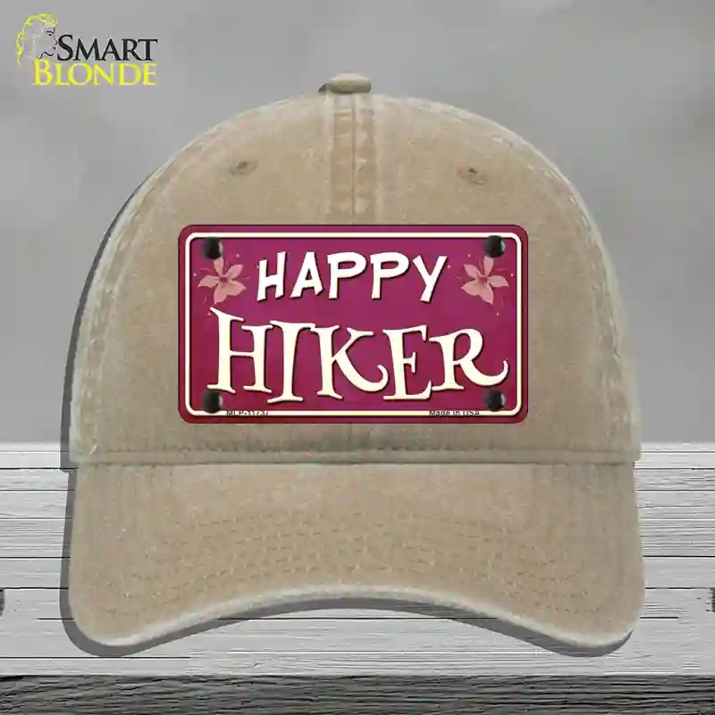 HAT09-MLP-11737 Happy Hiker Novelty License Plate Hat, Unconstructed Cotton - Khaki
