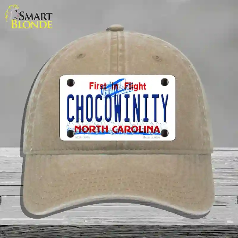 HAT09-MLP-11854 Chocowinity North Carolina Novelty License Plate Hat, Unconstructed Cotton - Khaki