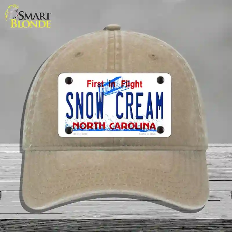 HAT09-MLP-11859 Snow Cream North Carolina Novelty License Plate Hat, Unconstructed Cotton - Khaki