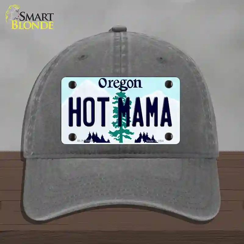 HAT08-MLP-10363 Hot Mama Oregon Novelty License Plate Hat, Unconstructed Cotton - Charcoal