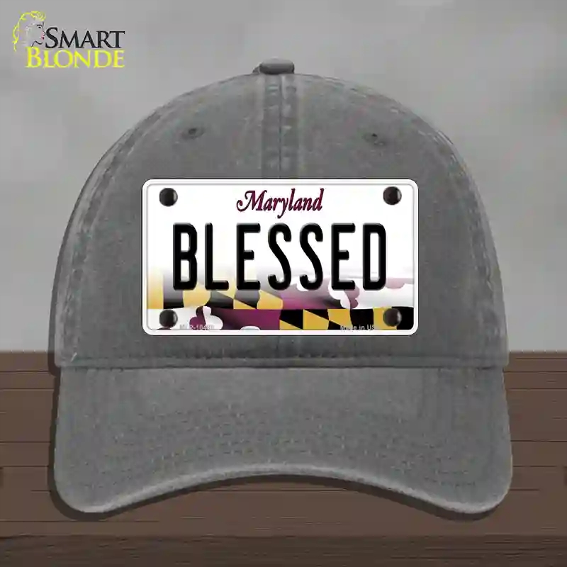 HAT08-MLP-10498 Blessed Maryland Novelty License Plate Hat, Unconstructed Cotton - Charcoal