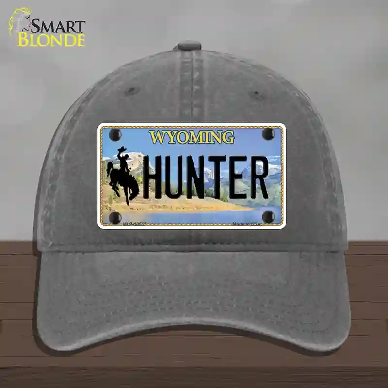 HAT08-MLP-10557 Hunter Wyoming Novelty License Plate Hat, Unconstructed Cotton - Charcoal