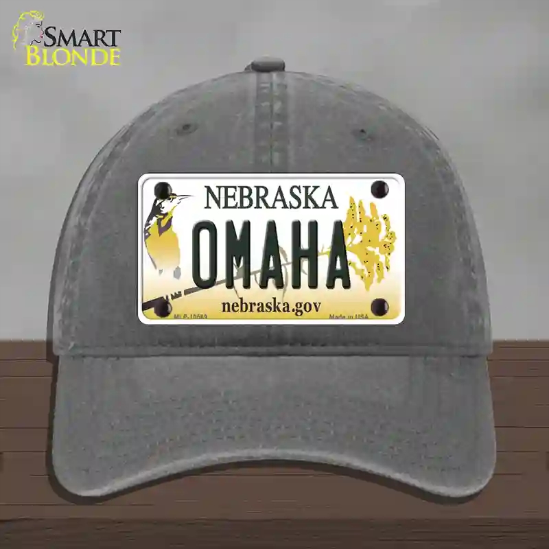 HAT08-MLP-10569 Omaha Nebraska Novelty License Plate Hat, Unconstructed Cotton - Charcoal