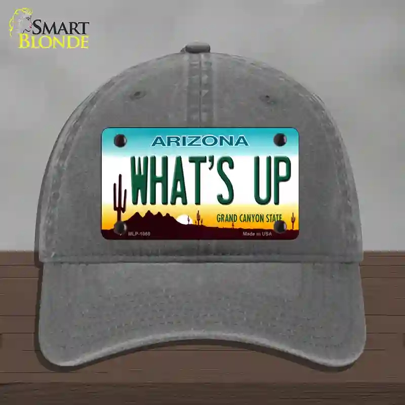 HAT08-MLP-1066 Whats Up Novelty License Plate Hat, Unconstructed Cotton - Charcoal