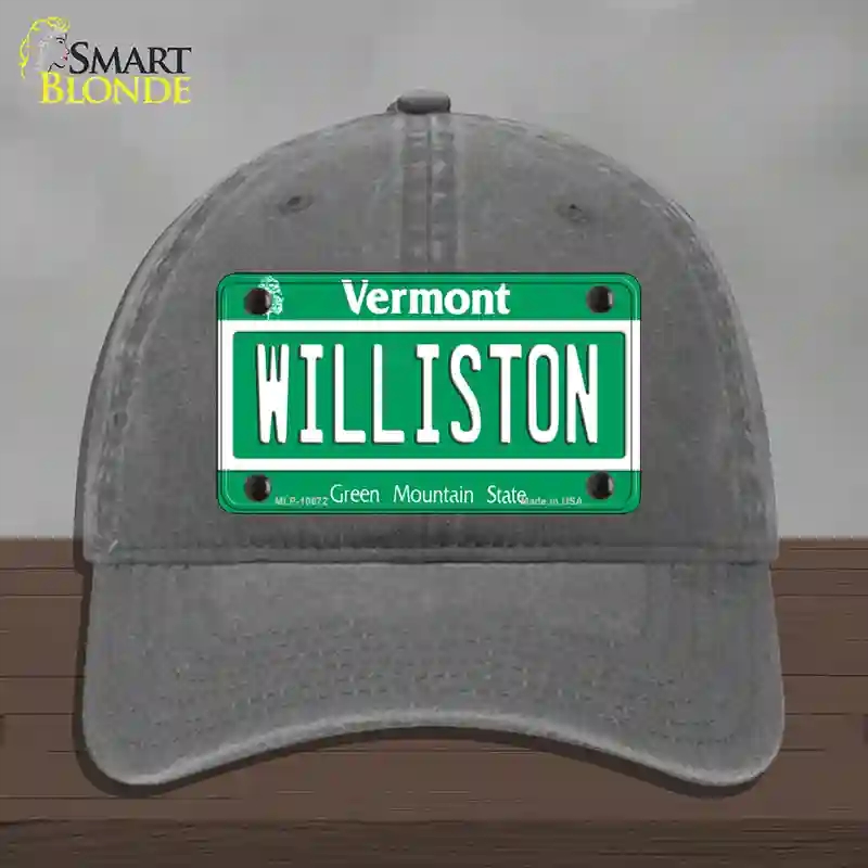 HAT08-MLP-10672 Williston Vermont Novelty License Plate Hat, Unconstructed Cotton - Charcoal