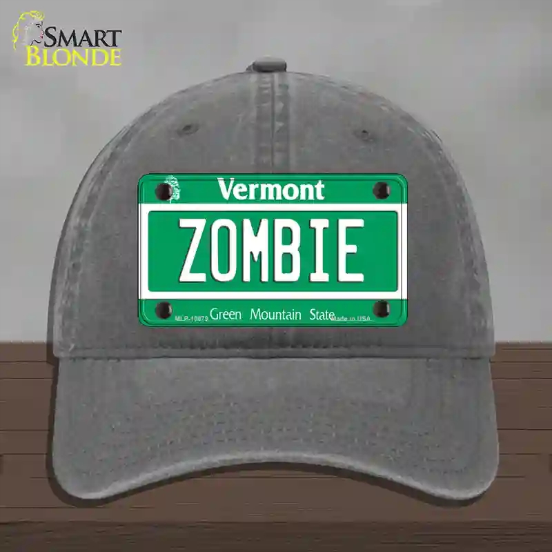 HAT08-MLP-10679 Zombie Vermont Novelty License Plate Hat, Unconstructed Cotton - Charcoal