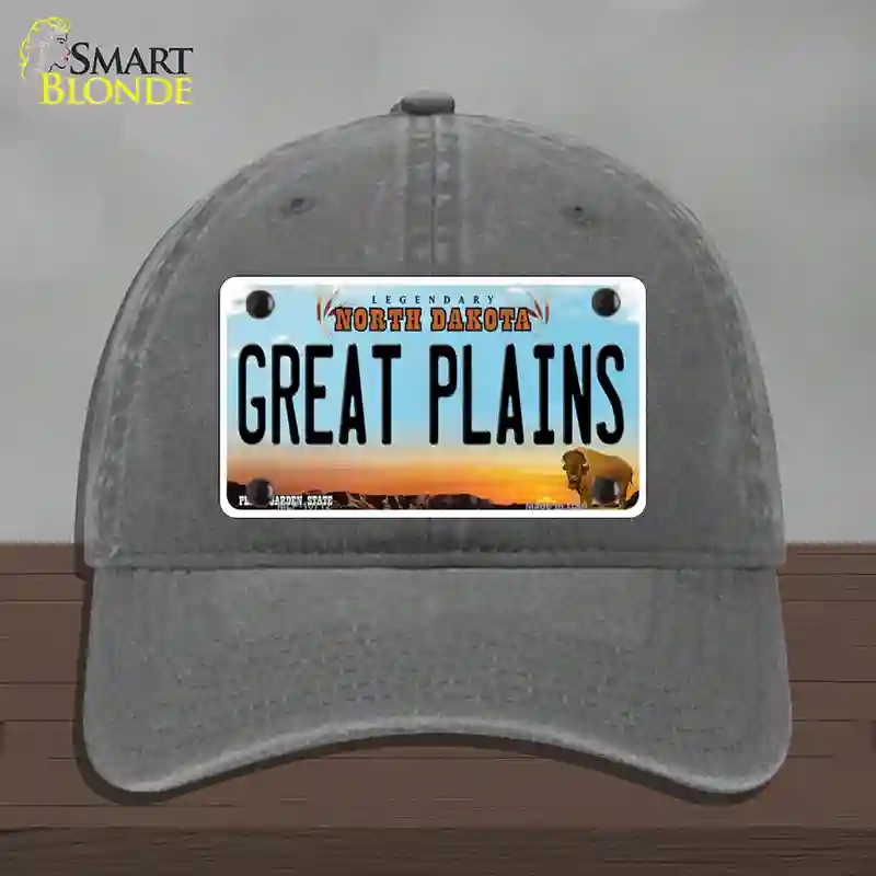 HAT08-MLP-10712 Great Plains North Dakota Novelty License Plate Hat, Unconstructed Cotton - Charcoal
