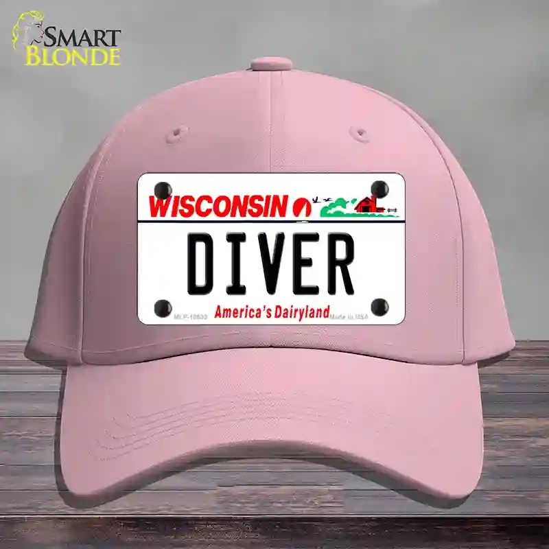 HAT05-MLP-10633 Diver Wisconsin Novelty License Plate Hat, Cotton - Pink