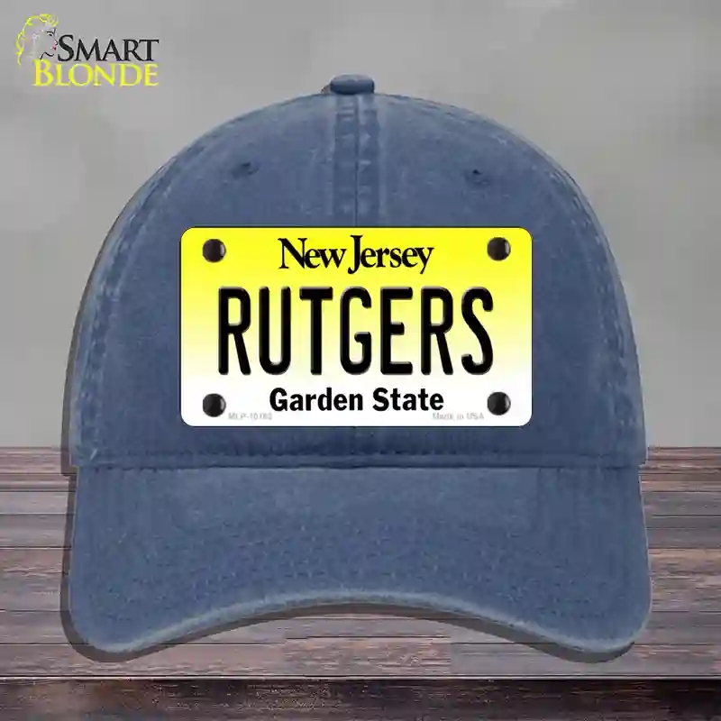 HAT11-MLP-10182 Rutgers   Jersey Novelty License Plate Hat, Unconstructed Cotton - Navy