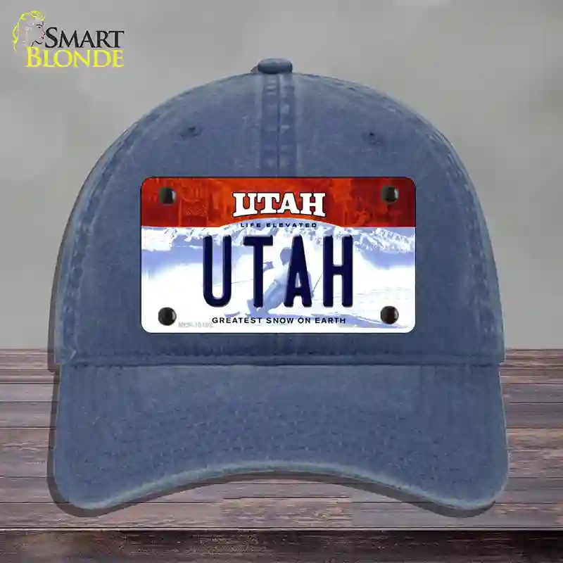 HAT11-MLP-10185 Utah Life Elevated Novelty License Plate Hat, Unconstructed Cotton - Navy