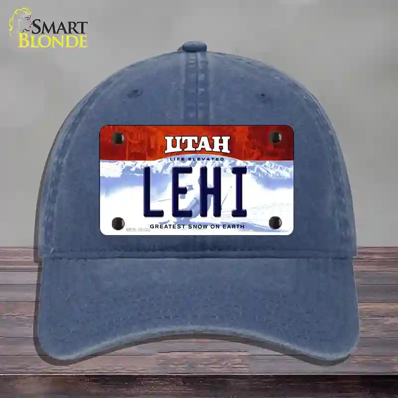 HAT11-MLP-10192 Lehi Utah Novelty License Plate Hat, Unconstructed Cotton - Navy