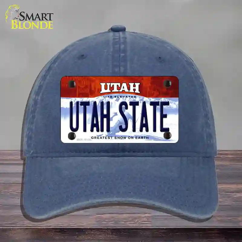 HAT11-MLP-10198 Utah State Novelty License Plate Hat, Unconstructed Cotton - Navy