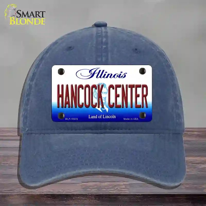 HAT11-MLP-10328 Hancock Center Illinois Novelty License Plate Hat, Unconstructed Cotton - Navy