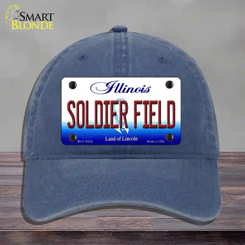 HAT11-MLP-10332 Soldier Field Illinois Novelty License Plate Hat, Unconstructed Cotton - Navy