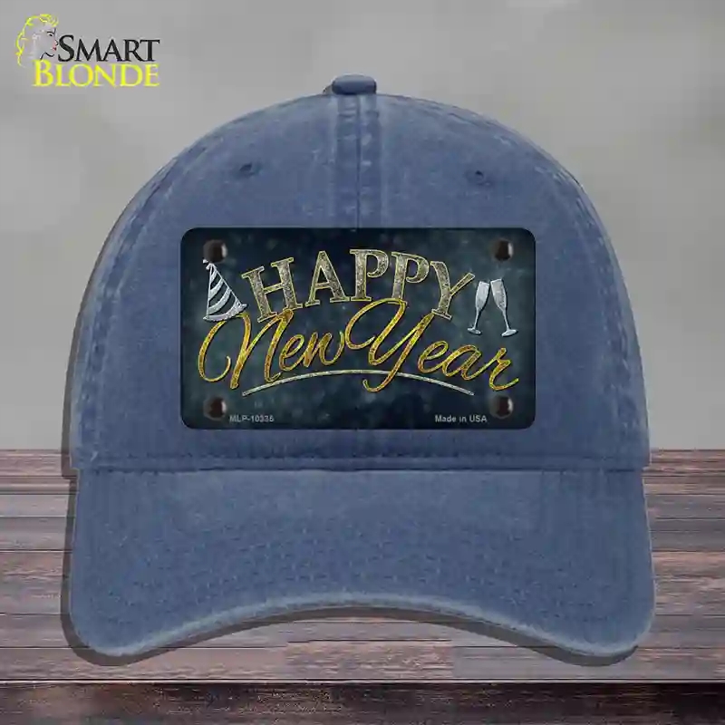 HAT11-MLP-10335 Happy   Year Novelty License Plate Hat, Unconstructed Cotton - Navy