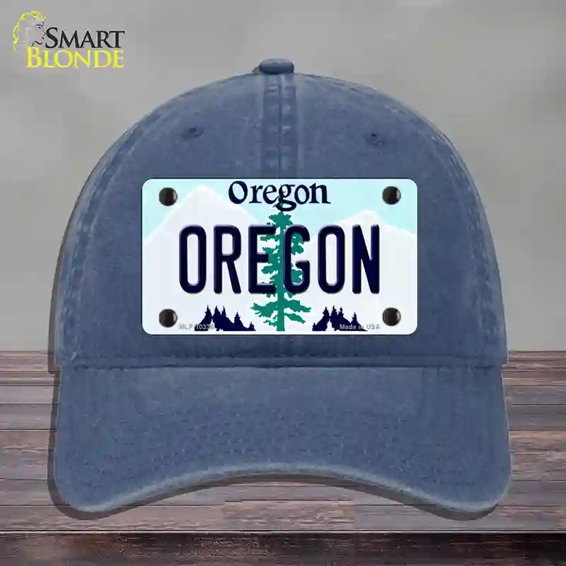 HAT11-MLP-10338 Oregon Tree Novelty License Plate Hat, Unconstructed Cotton - Navy