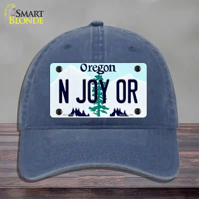 HAT11-MLP-10340 N Joy OR Oregon Novelty License Plate Hat, Unconstructed Cotton - Navy