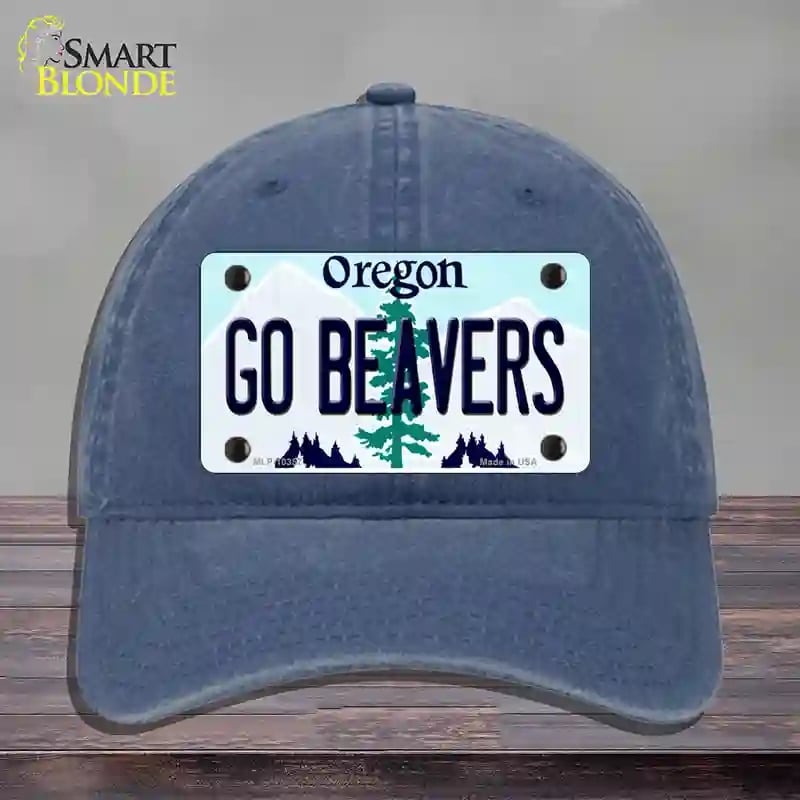 HAT11-MLP-10357 Go Beavers Oregon Novelty License Plate Hat, Unconstructed Cotton - Navy