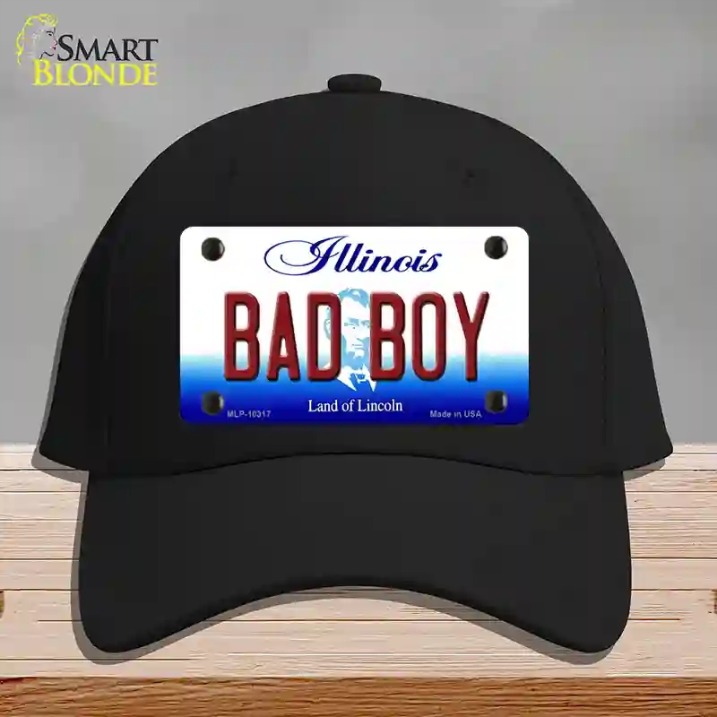 HAT03-MLP-10317 Bad Boy Illinois Novelty License Plate Hat, Cotton - Black