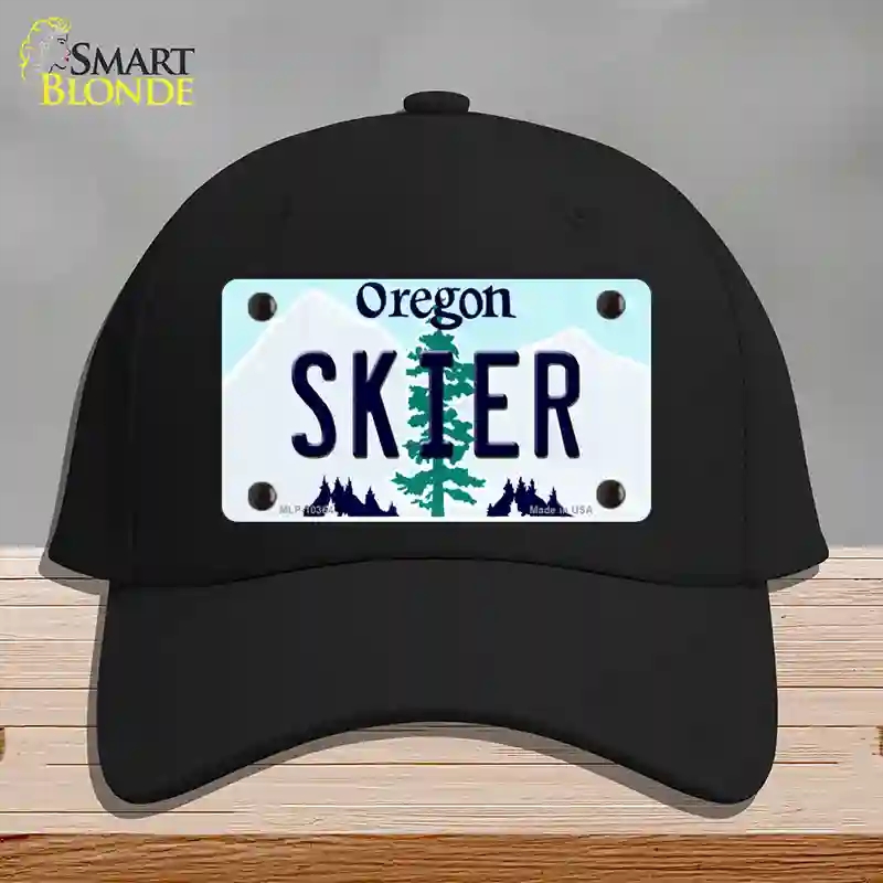 HAT03-MLP-10364 Skier Oregon Novelty License Plate Hat, Cotton - Black