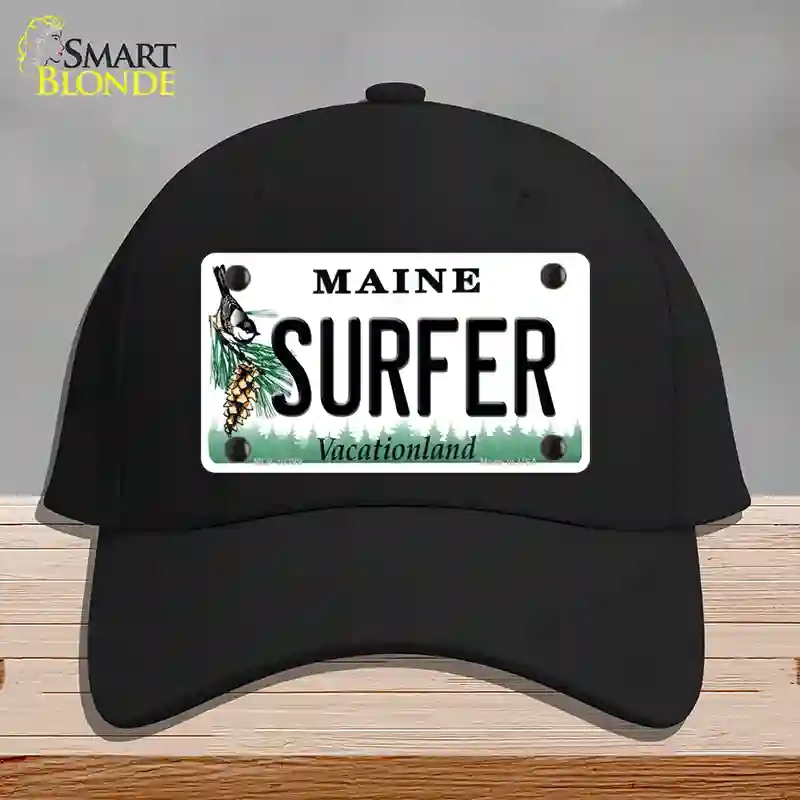 HAT03-MLP-10399 Surfer Maine Novelty License Plate Hat, Cotton - Black