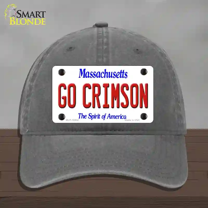 HAT08-MLP-10994 Go Crimson Massachusetts Novelty License Plate Hat, Unconstructed Cotton - Charcoal