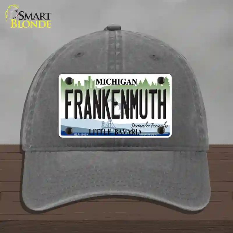 HAT08-MLP-11029 Frankenmuth Michigan Novelty License Plate Hat, Unconstructed Cotton - Charcoal