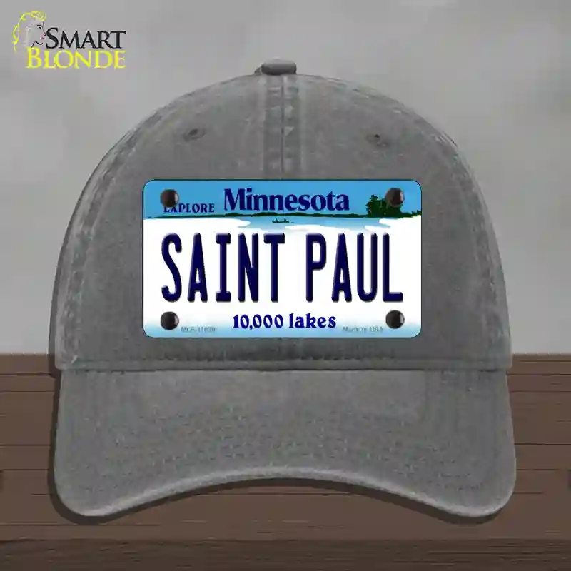 HAT08-MLP-11038 Saint Paul Minnesota State Novelty License Plate Hat, Unconstructed Cotton - Charcoal
