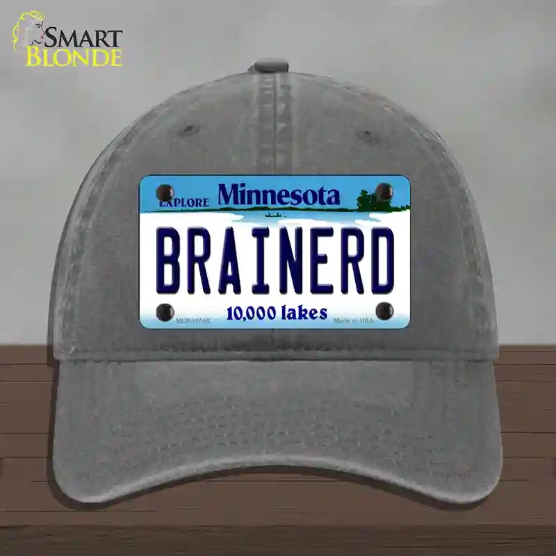 HAT08-MLP-11045 Brainerd Minnesota State Novelty License Plate Hat, Unconstructed Cotton - Charcoal