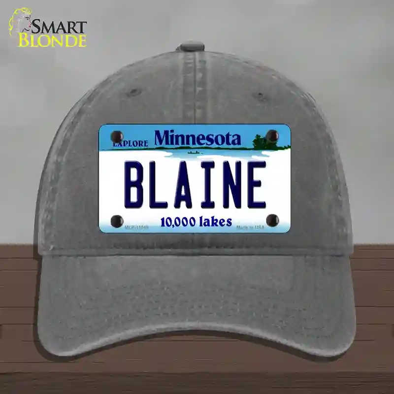 HAT08-MLP-11048 Blaine Minnesota State Novelty License Plate Hat, Unconstructed Cotton - Charcoal