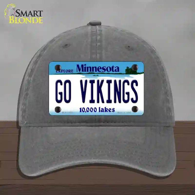 HAT08-MLP-11052 Go Vikings Minnesota Novelty License Plate Hat, Unconstructed Cotton - Charcoal