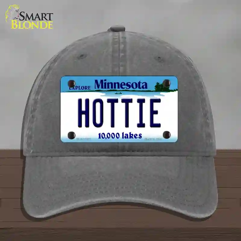 HAT08-MLP-11057 Hottie Minnesota State Novelty License Plate Hat, Unconstructed Cotton - Charcoal