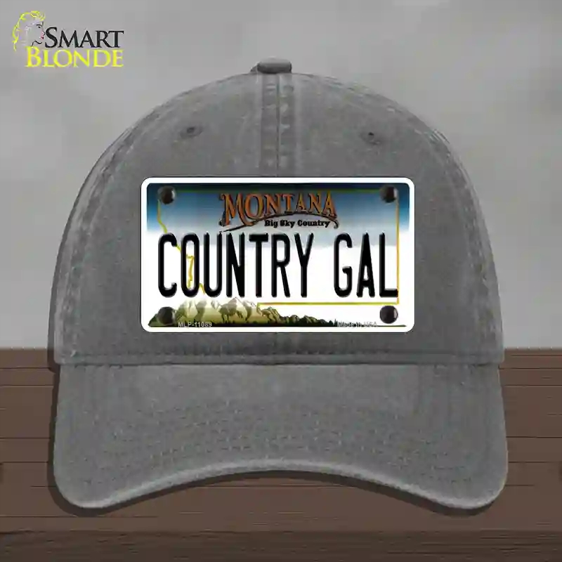 HAT08-MLP-11089 Country Gal Montana State Novelty License Plate Hat, Unconstructed Cotton - Charcoal