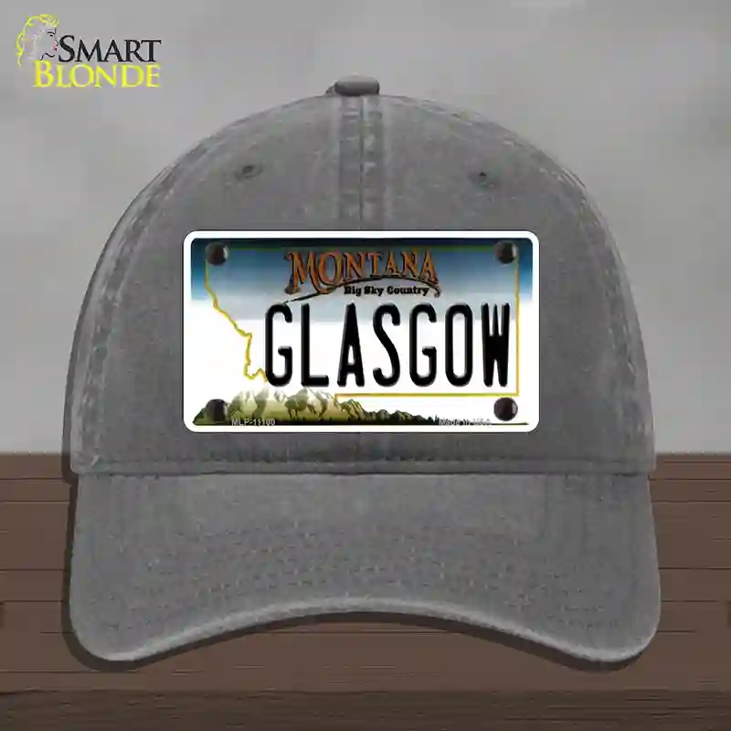 HAT08-MLP-11100 Glasgow Montana State Novelty License Plate Hat, Unconstructed Cotton - Charcoal