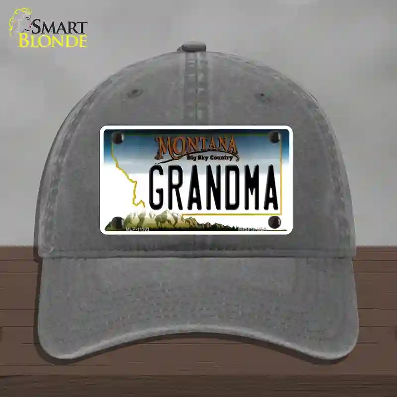 HAT08-MLP-11103 Grandma Montana State Novelty License Plate Hat, Unconstructed Cotton - Charcoal