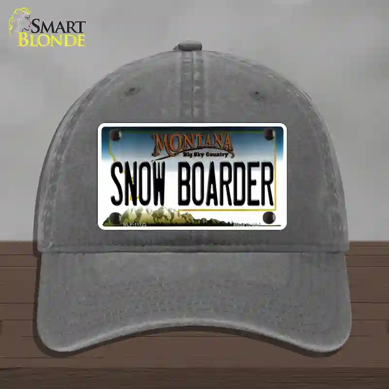 HAT08-MLP-11123 Snow Boarder Montana State Novelty License Plate Hat, Unconstructed Cotton - Charcoal