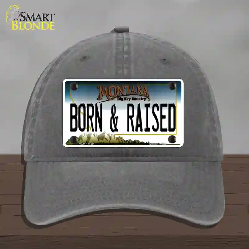 HAT08-MLP-11129 Born & Raised Montana State Novelty License Plate Hat, Unconstructed Cotton - Charcoal