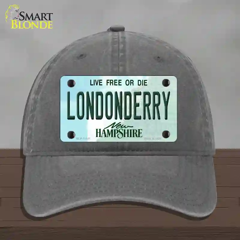 HAT08-MLP-11141 Londonderry   Hampshire State Novelty License Plate Hat, Unconstructed Cotton - Charcoal